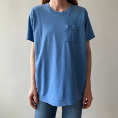 1980s Faded and Worn (SO COOL) Sky Blue Selvedge Pocket T-Shirt by FOTL