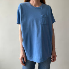 1980s Faded and Worn (SO COOL) Sky Blue Selvedge Pocket T-Shirt by FOTL