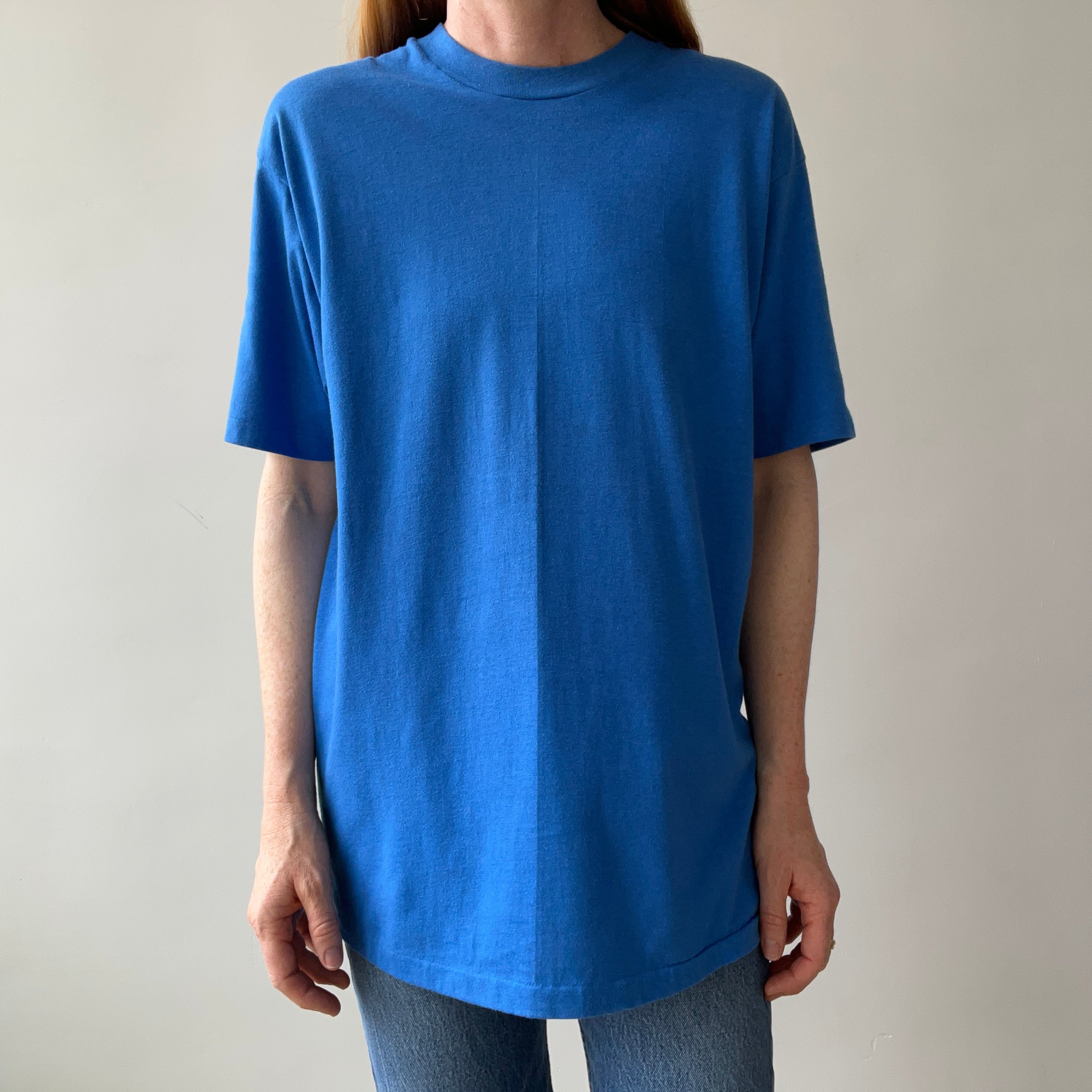 1980s Hanes Blank (French and Dodger) Blue T-Shirt
