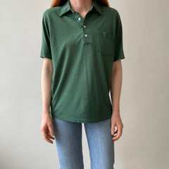 1970s Forest Green Polo Style T-shirt