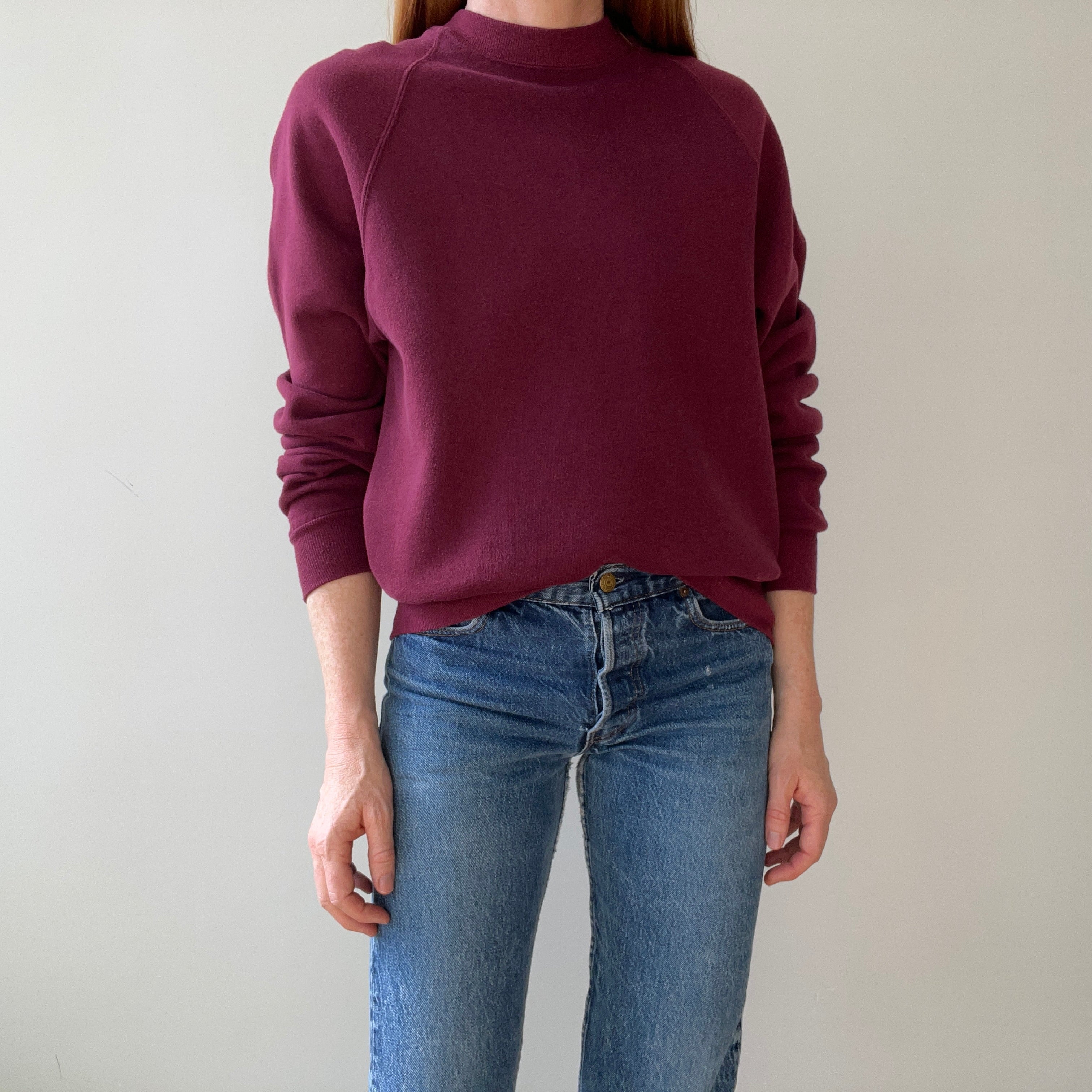 1980s Blank Burgundy Sweatshirt - AAB (Above Average Basic)