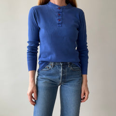 1990s Fitted Blue Gap Henley Long Sleeve