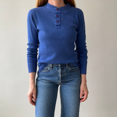 1990s Fitted Blue Gap Henley Long Sleeve