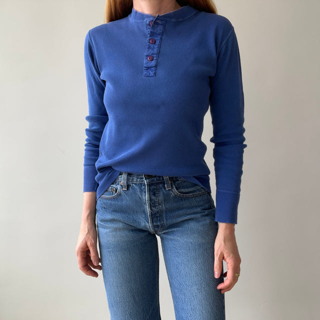 1990s Fitted Blue Gap Henley Long Sleeve