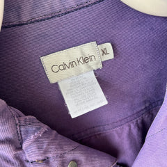 1990s Calvin Klein Soft and Slouchy Over-dyed Lilac Purple Denim Jean Jacket