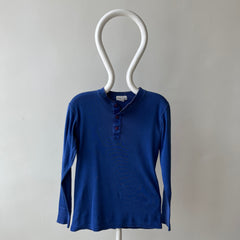 1990s Fitted Blue Gap Henley Long Sleeve