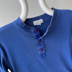 1990s Fitted Blue Gap Henley Long Sleeve