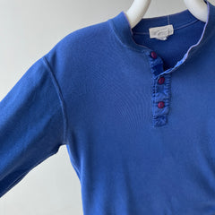 1990s Fitted Blue Gap Henley Long Sleeve