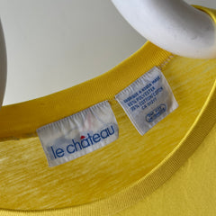 1980s Sunshine Yellow Cotton Knit Slouchy Pocket T-Shirt