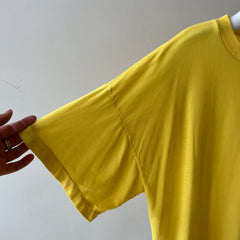 1980s Sunshine Yellow Cotton Knit Slouchy Pocket T-Shirt