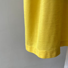 1980s Sunshine Yellow Cotton Knit Slouchy Pocket T-Shirt