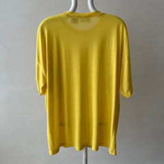 1980s Sunshine Yellow Cotton Knit Slouchy Pocket T-Shirt