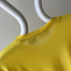 1980s Sunshine Yellow Cotton Knit Slouchy Pocket T-Shirt
