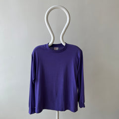 1980s Faded Long Sleeve Purple 50/50 Single Stitch T-Shirt by Sunbelt