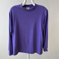 1980s Faded Long Sleeve Purple 50/50 Single Stitch T-Shirt by Sunbelt
