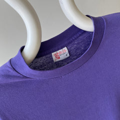 1980s Faded Long Sleeve Purple 50/50 Single Stitch T-Shirt by Sunbelt