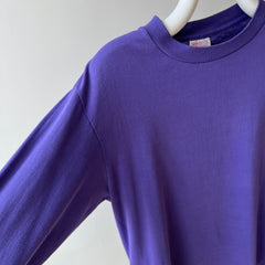 1980s Faded Long Sleeve Purple 50/50 Single Stitch T-Shirt by Sunbelt
