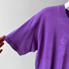 1980s Super Rad Sun Faded Bleached Out Worn Purple Selvedge Pocket T-Shirt