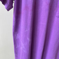 1980s Super Rad Sun Faded Bleached Out Worn Purple Selvedge Pocket T-Shirt