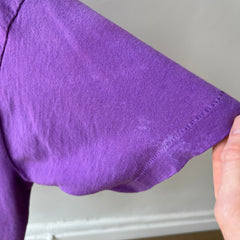 1980s Super Rad Sun Faded Bleached Out Worn Purple Selvedge Pocket T-Shirt