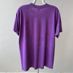 1980s Super Rad Sun Faded Bleached Out Worn Purple Selvedge Pocket T-Shirt