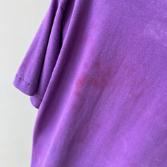 1980s Super Rad Sun Faded Bleached Out Worn Purple Selvedge Pocket T-Shirt