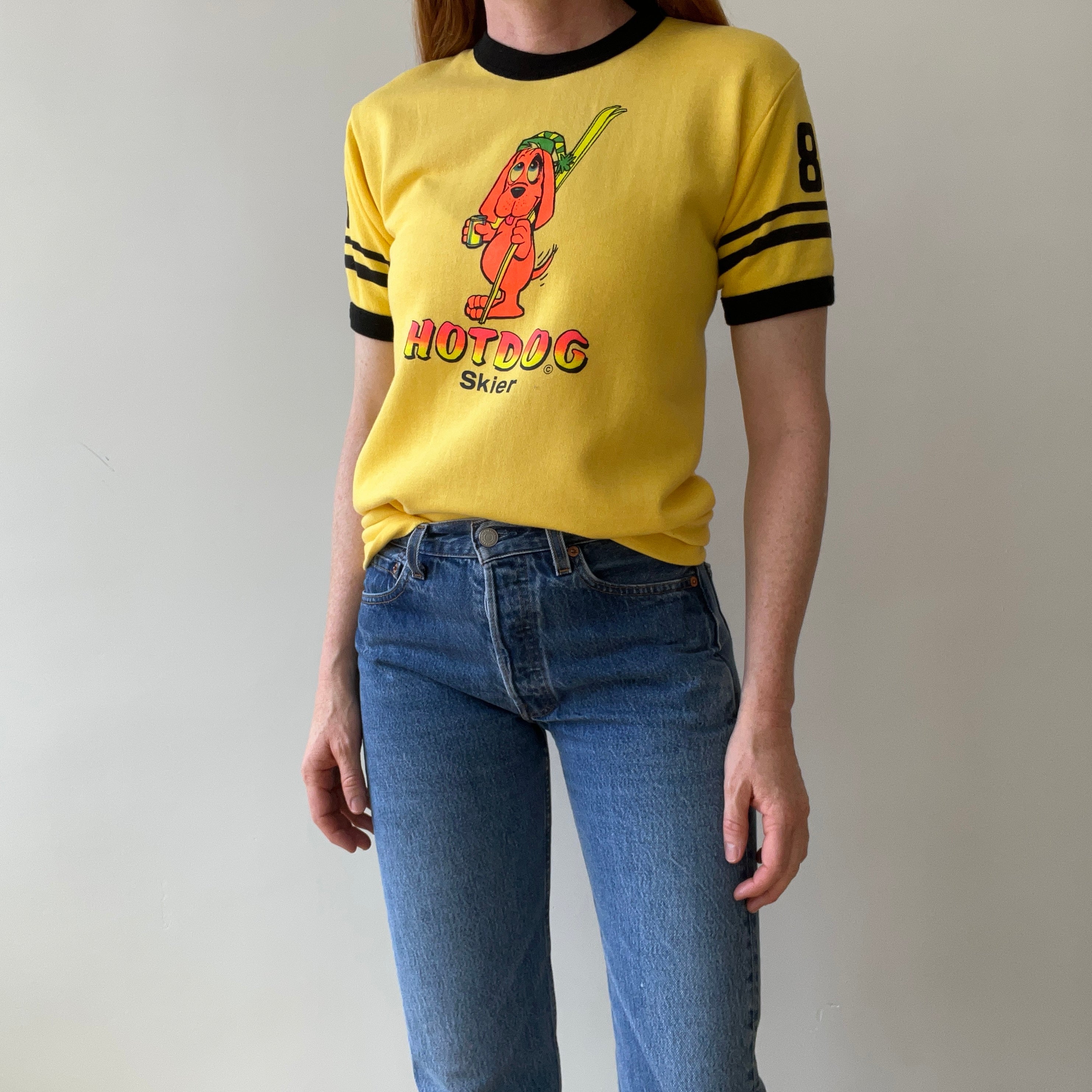 1970s Hotdog Skier Warm Up - Short Sleeve Sweatshirt - !!!!!! THIS