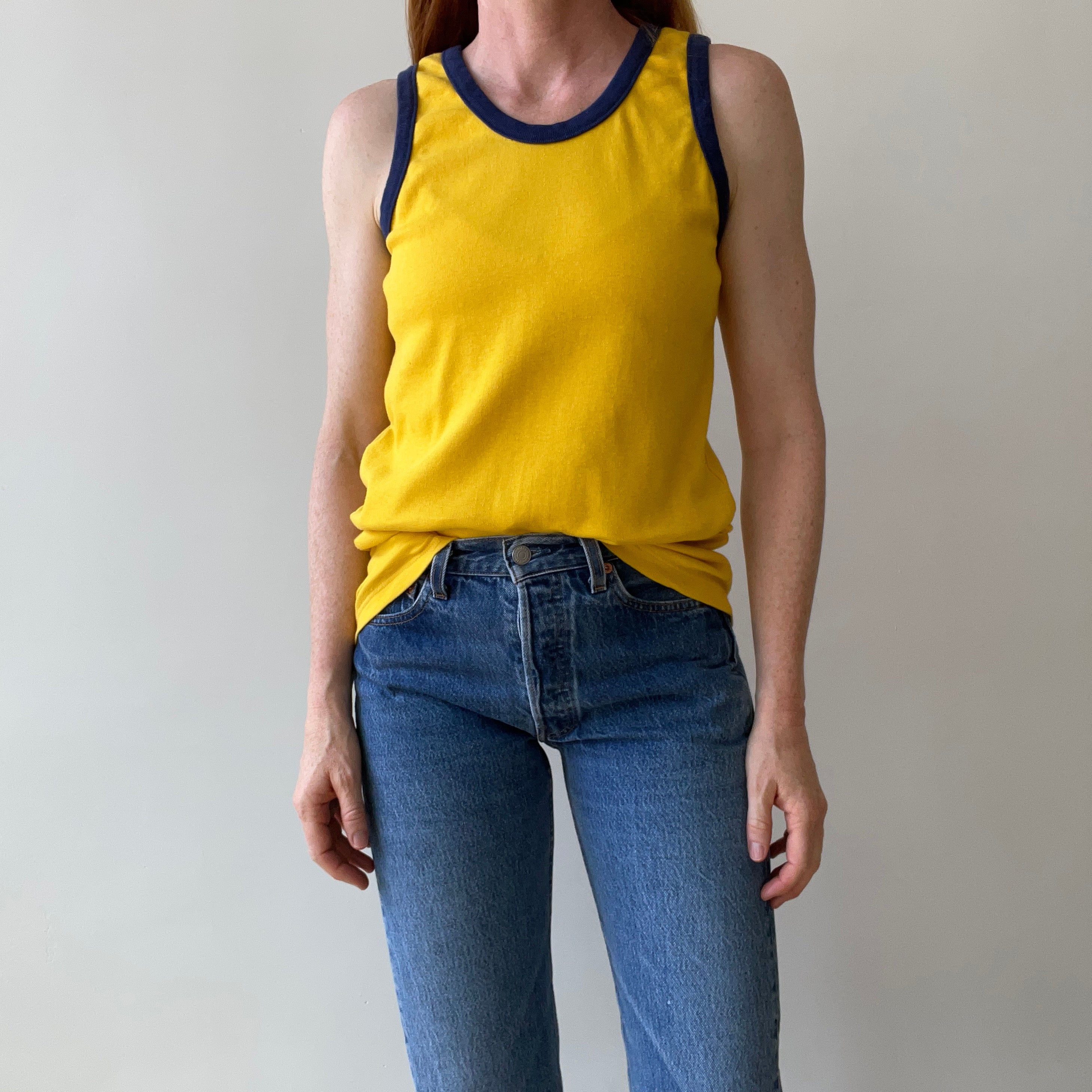 1970s, Yellow and Navy Tank-Top