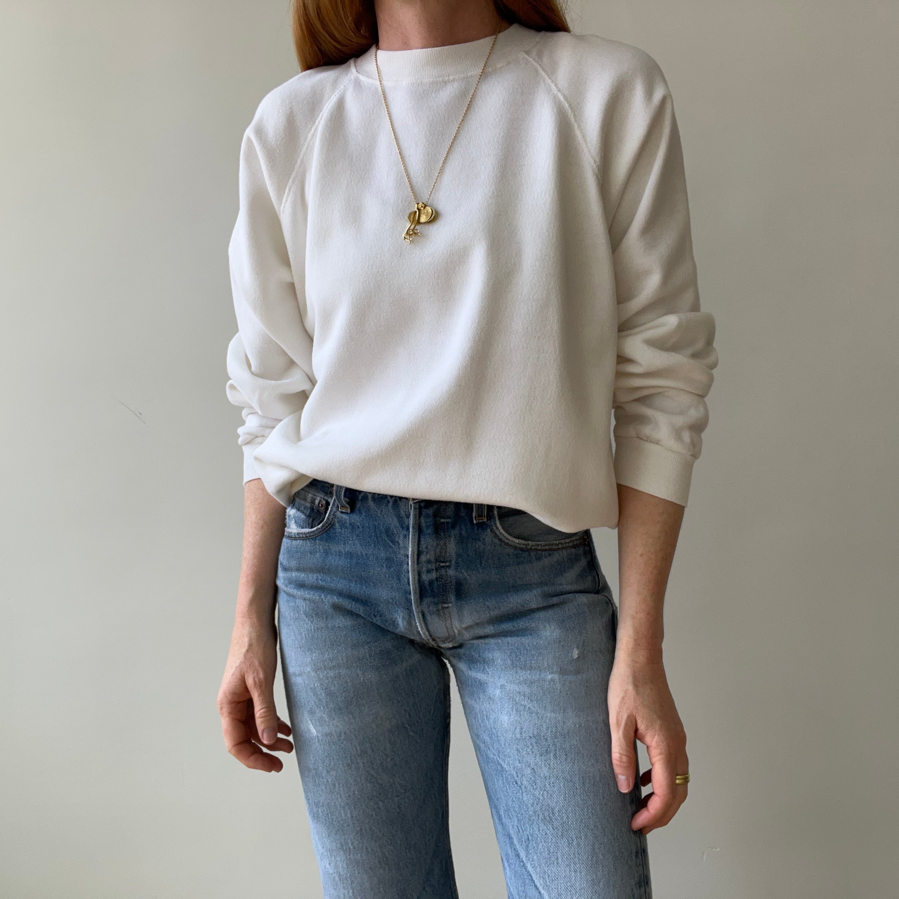 1980s Hanes Natural White Raglan with Sharpie - Pull