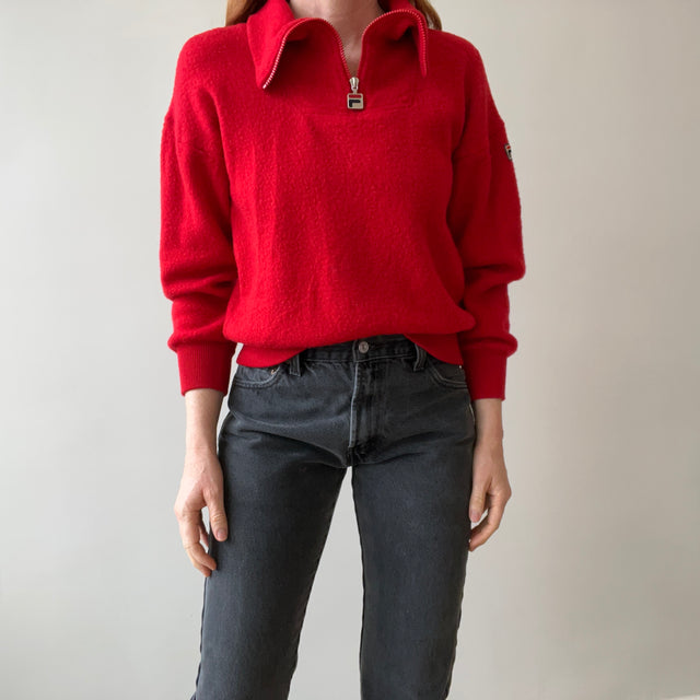 1970s MADE IN ITALY Fila 1/4 Zip Sweater with Mending - ORIGINAL FILA OMG