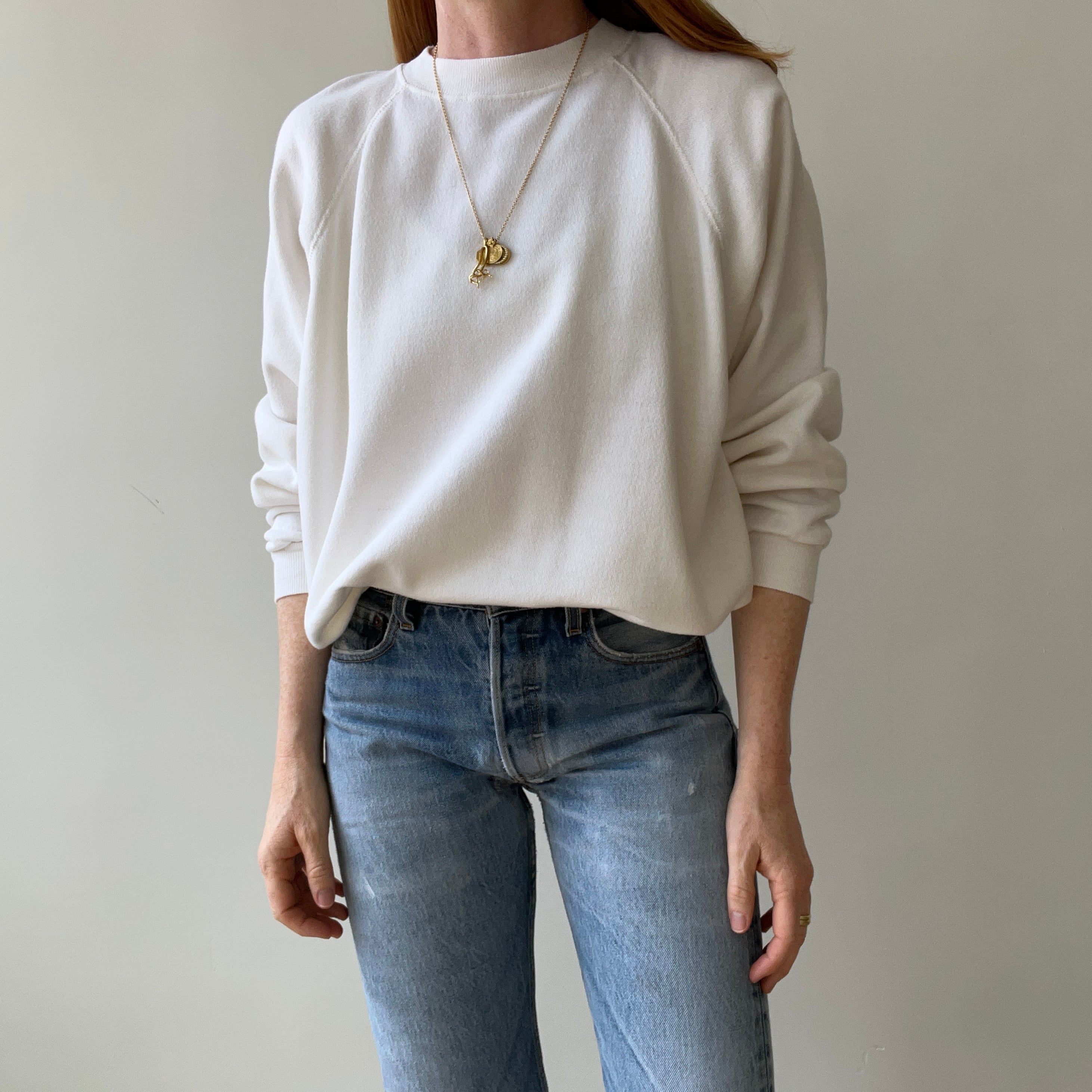 1980s Hanes Natural White Raglan with Sharpie - Pull