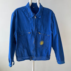 1980s Europeenne De Brasseries Chore Coat with Replaced Zipper and 13 Star Buttons - Lots of Mending