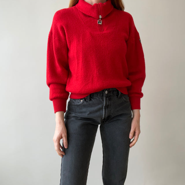 1970s MADE IN ITALY Fila 1/4 Zip Sweater with Mending - ORIGINAL FILA OMG
