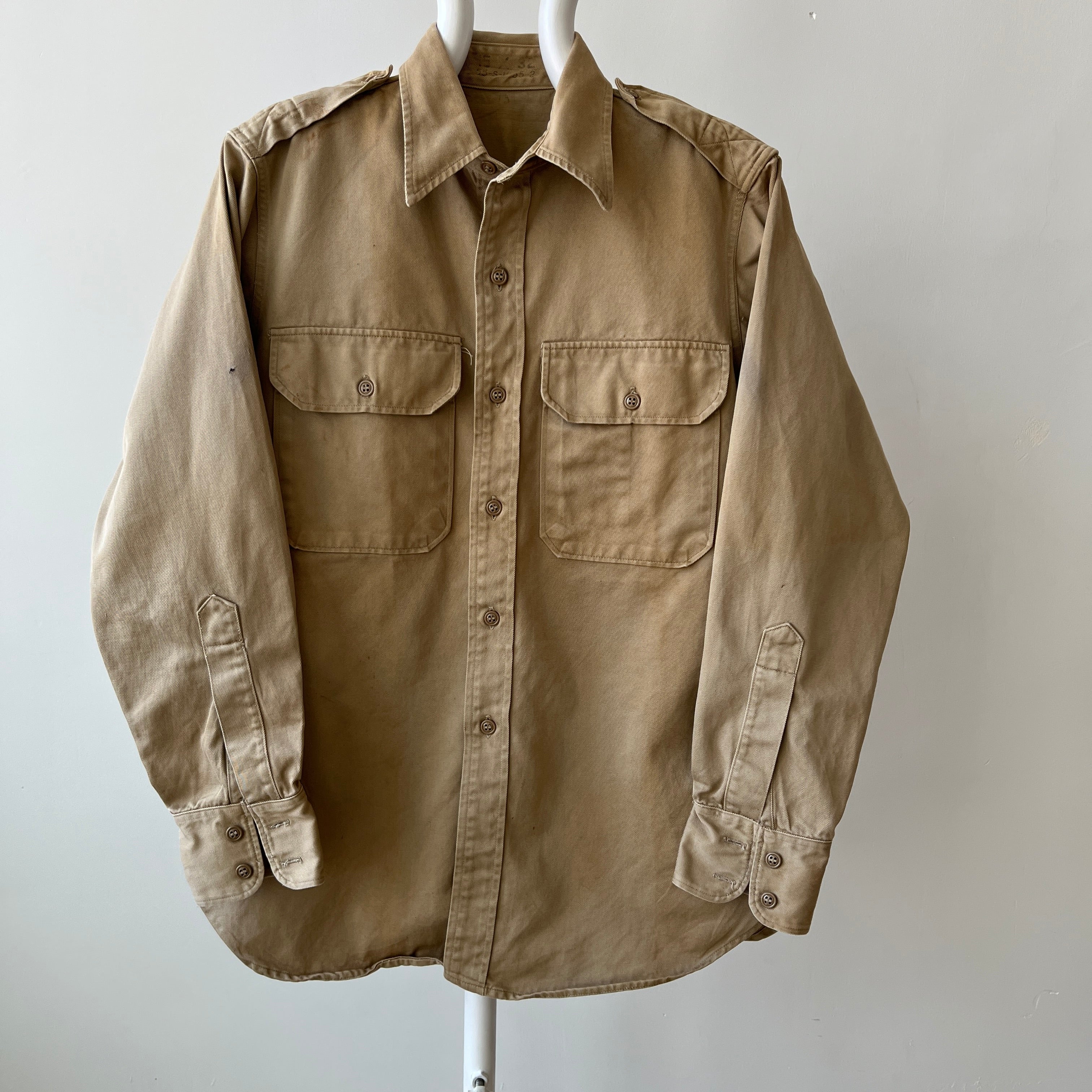 1960's Heavyweight Tan Button-Up Military Shirt