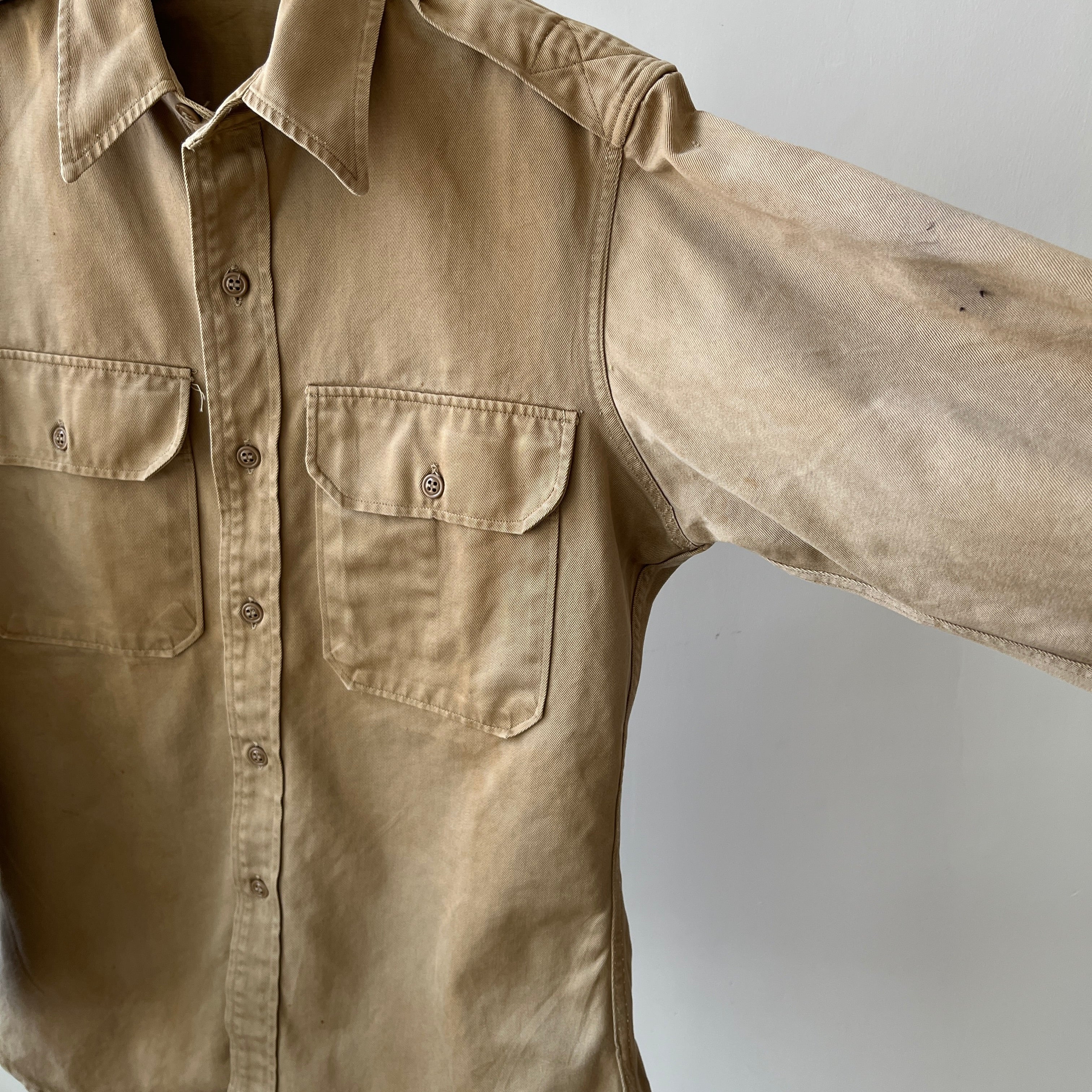 1960's Heavyweight Tan Button-Up Military Shirt