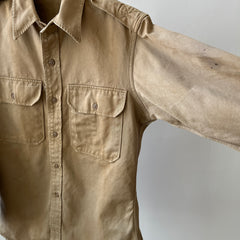 1960's Heavyweight Tan Button-Up Military Shirt