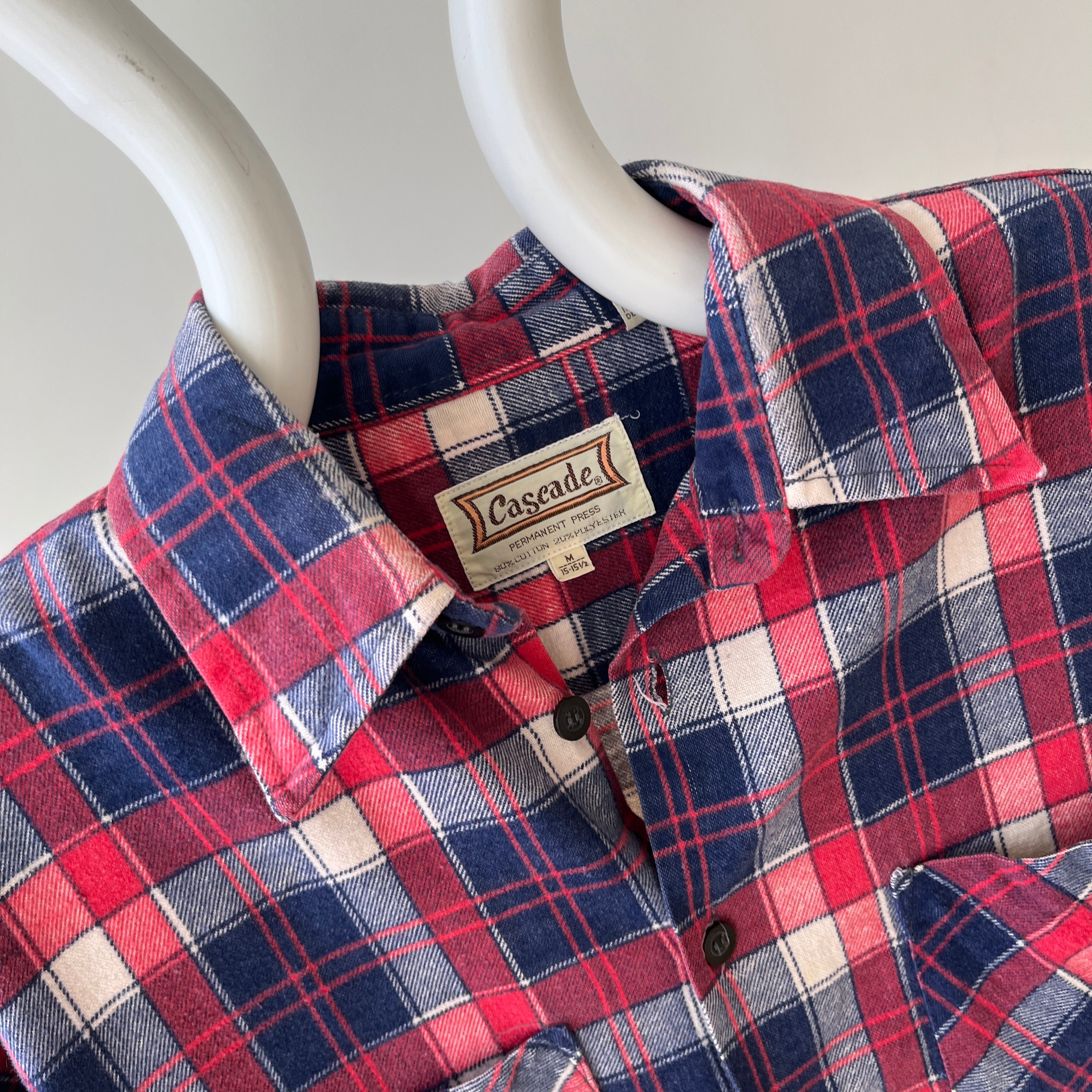 1970/80s Red, White and Blue Single Sided Lightweight Cotton Flannel