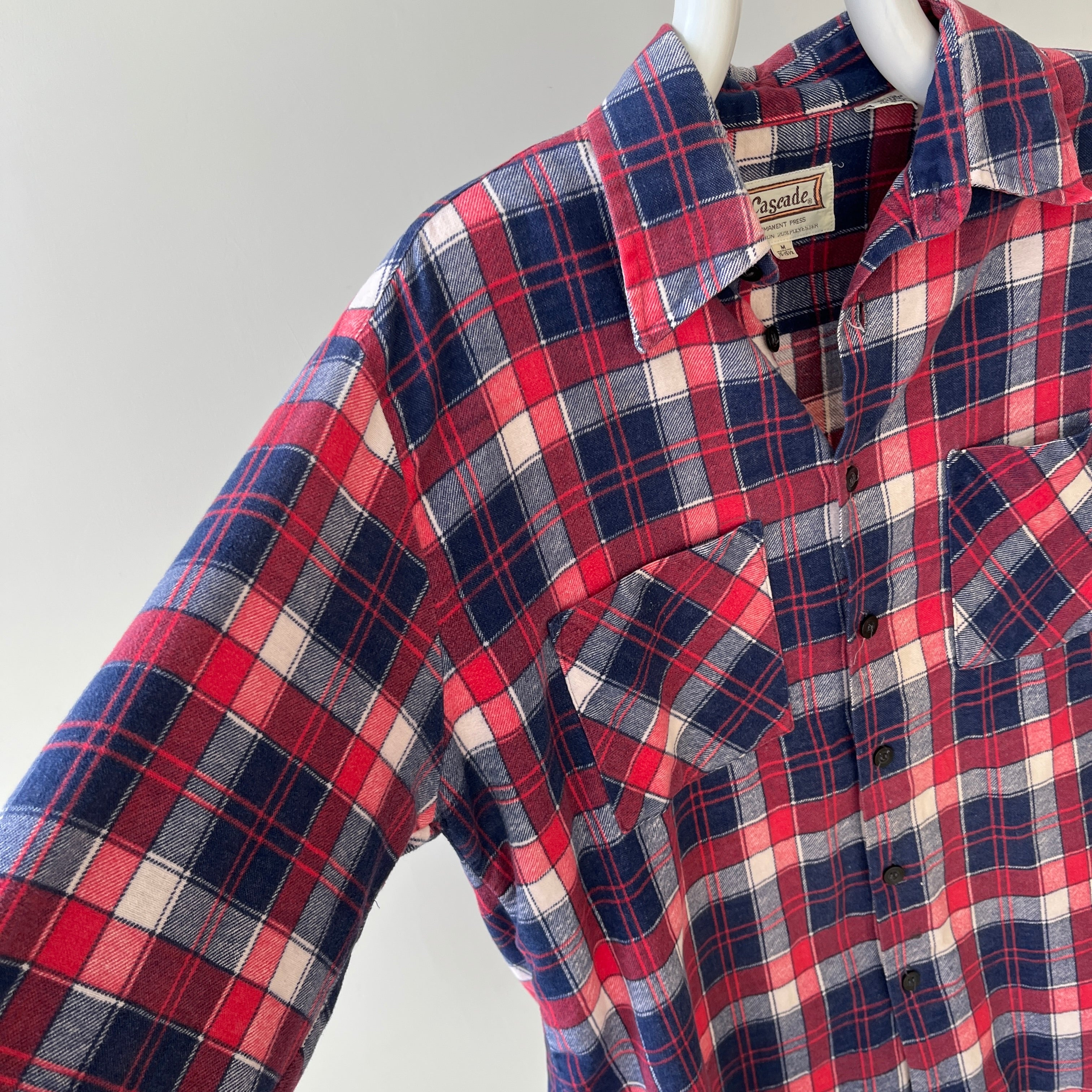 1970/80s Red, White and Blue Single Sided Lightweight Cotton Flannel