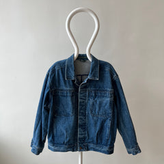 1990s Smith + Hawken Larger Pleated Denim Dad Jacket with Big Chest Pockets