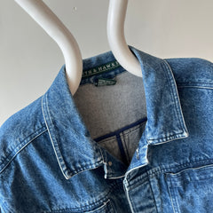 1990s Smith + Hawken Larger Pleated Denim Dad Jacket with Big Chest Pockets