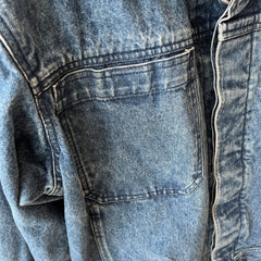 1990s Smith + Hawken Larger Pleated Denim Dad Jacket with Big Chest Pockets