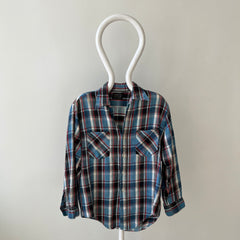 1970/80s Blue and Red Cotton Flannel by JC Penny - Good One!