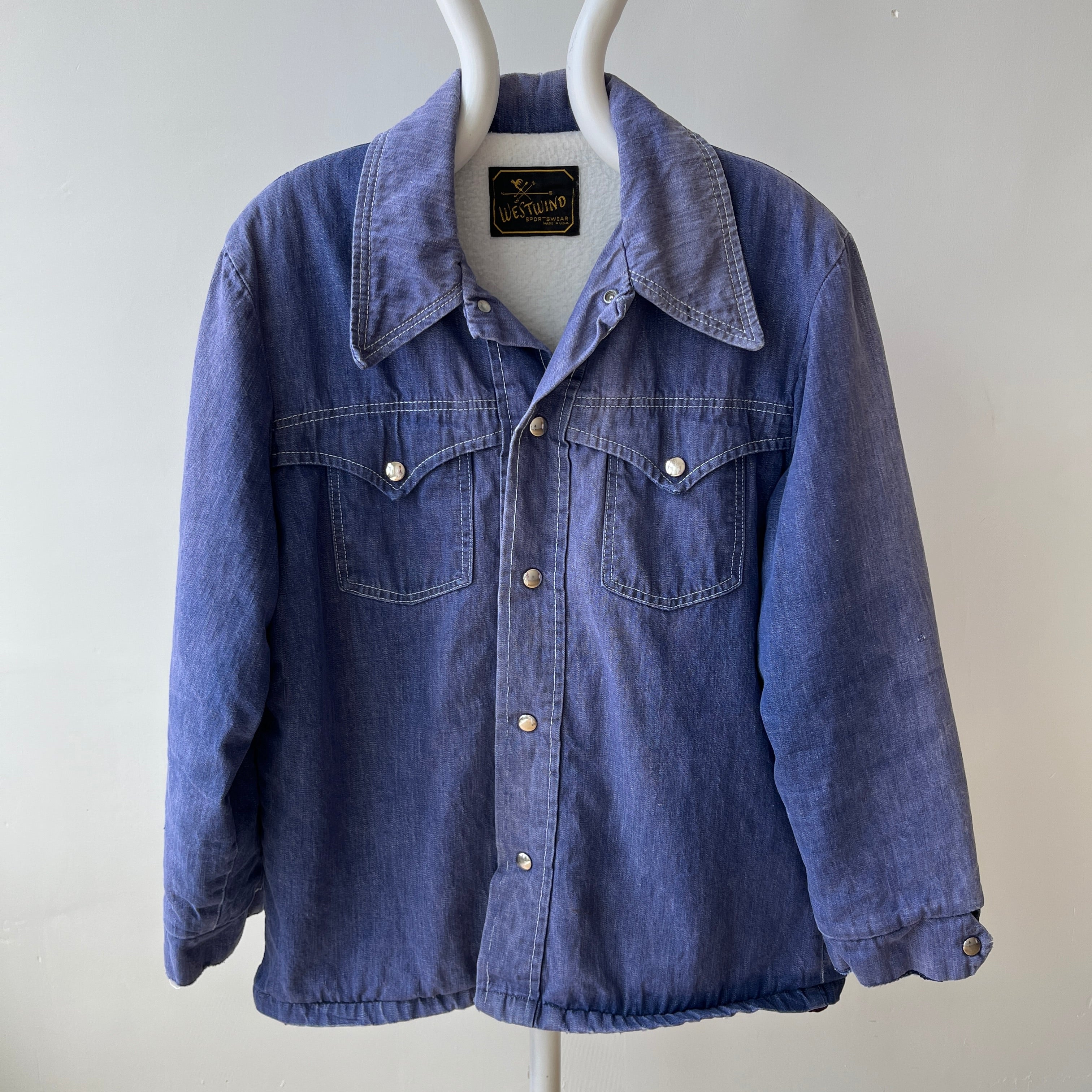 1970s Lined Extra Cool Denim Cowboy Jacket - Snap Front - WOAH
