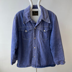1970s Lined Extra Cool Denim Cowboy Jacket - Snap Front - WOAH