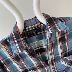 1970/80s Blue and Red Cotton Flannel by JC Penny - Good One!