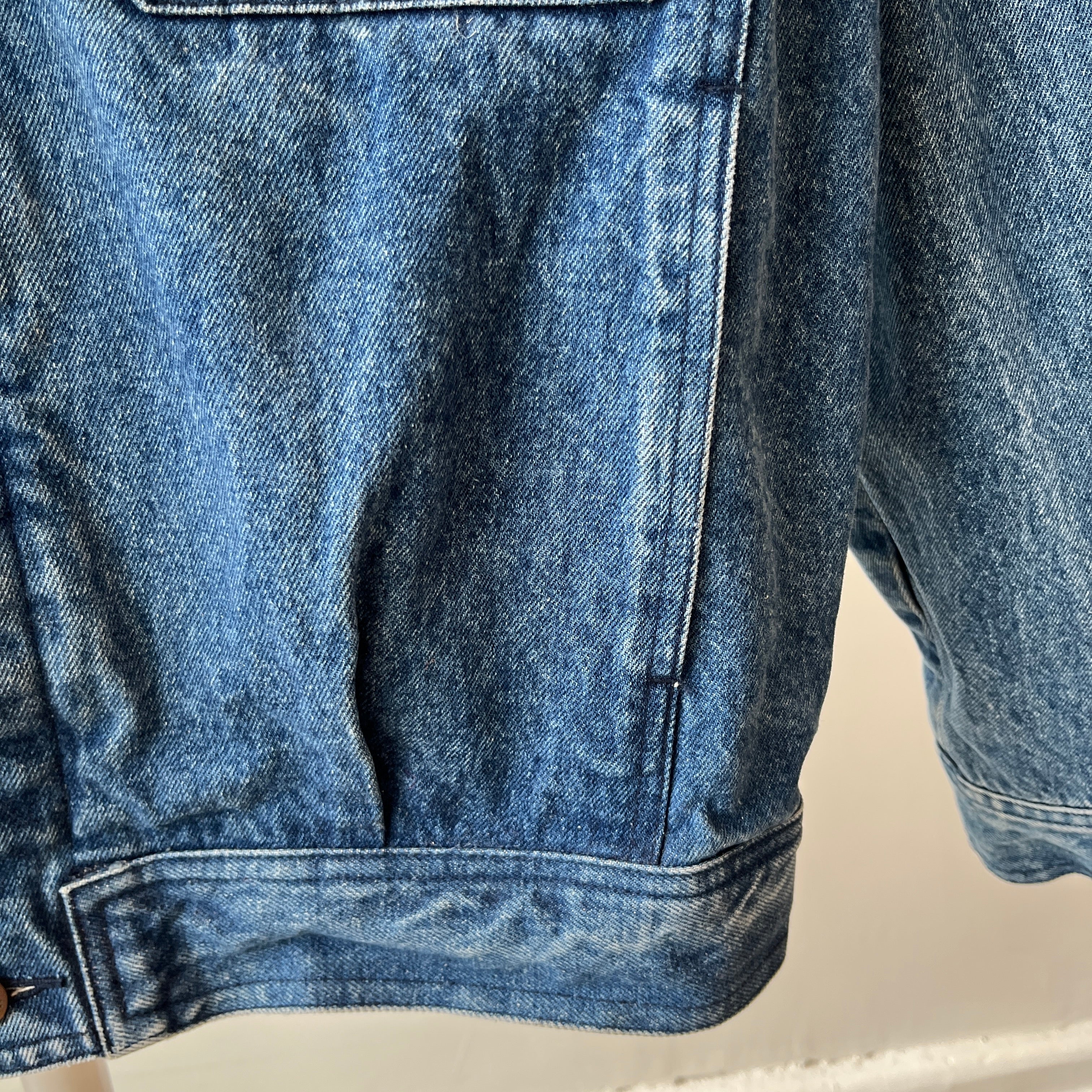 1990s Smith + Hawken Larger Pleated Denim Dad Jacket with Big Chest Pockets