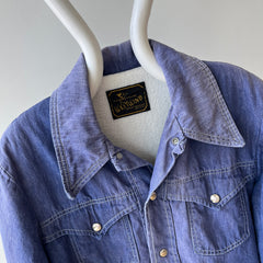 1970s Lined Extra Cool Denim Cowboy Jacket - Snap Front - WOAH