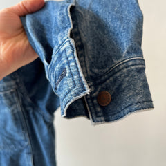 1990s Smith + Hawken Larger Pleated Denim Dad Jacket with Big Chest Pockets