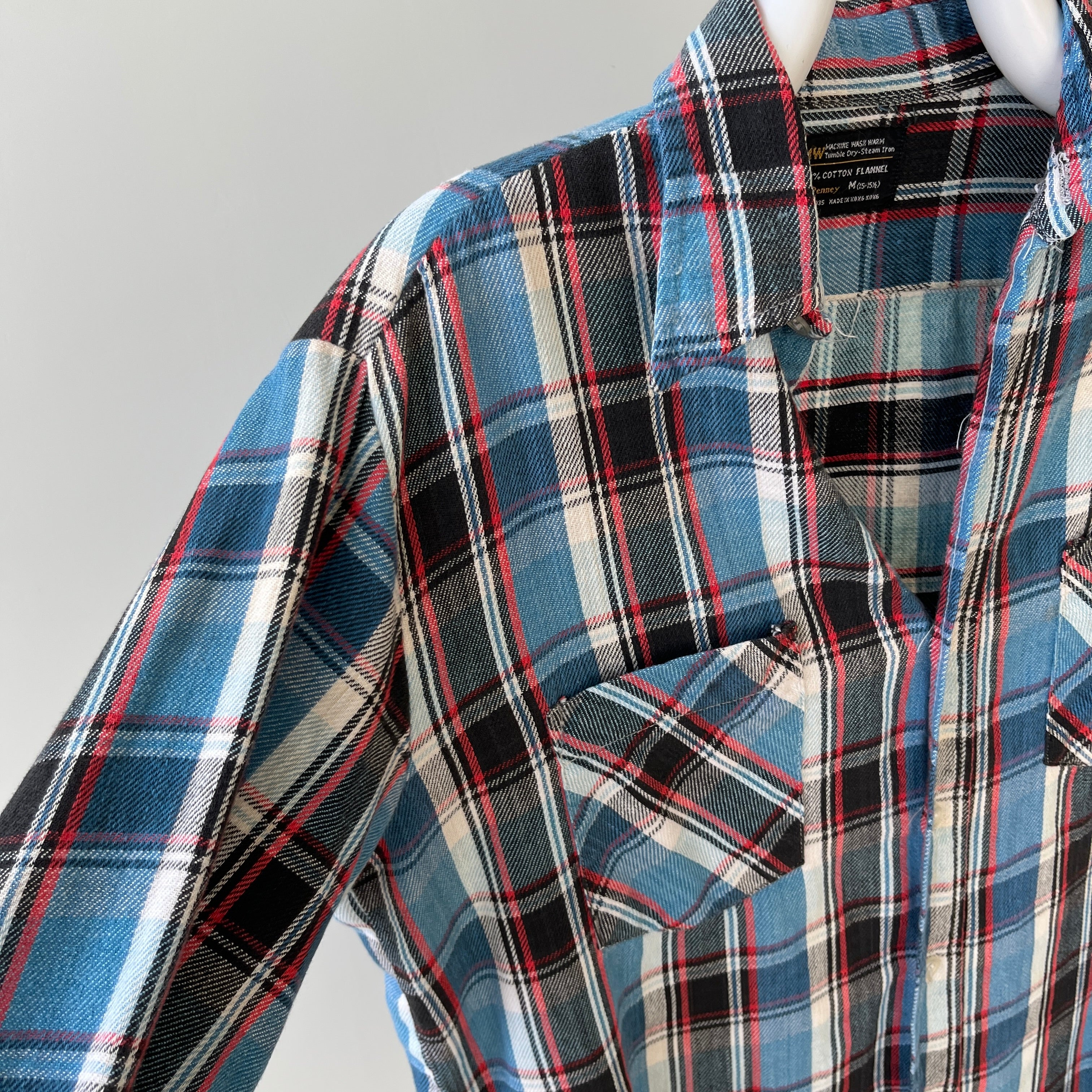 1970/80s Blue and Red Cotton Flannel by JC Penny - Good One!