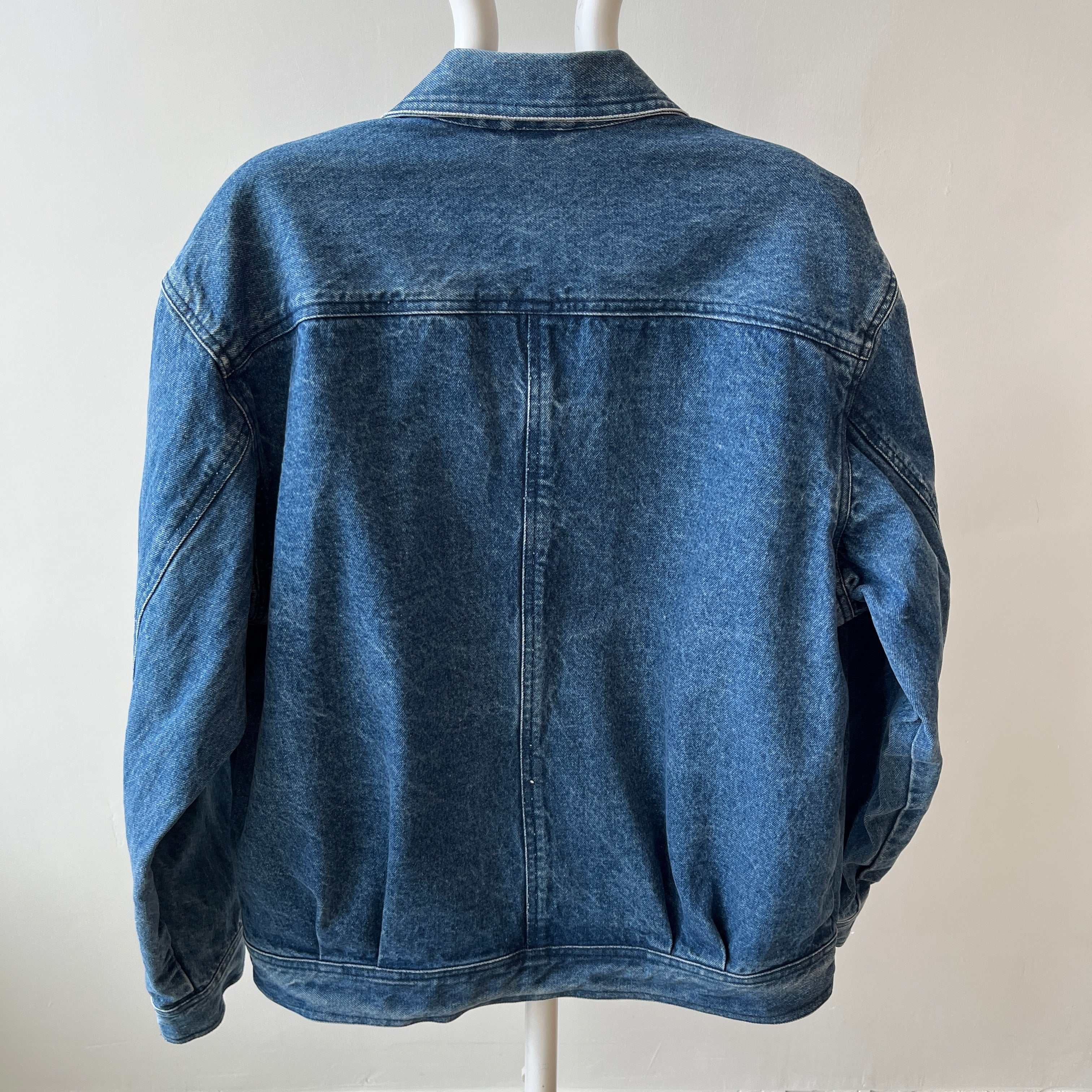 1990s Smith + Hawken Larger Pleated Denim Dad Jacket with Big Chest Pockets